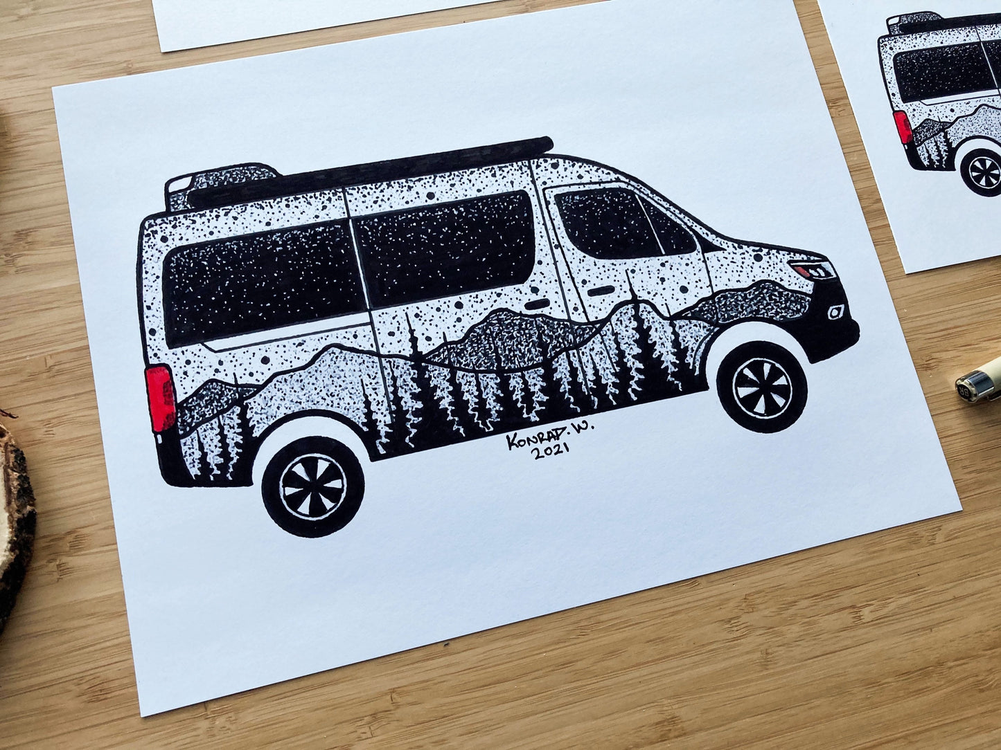 Camper Van - Pen and Ink PRINT