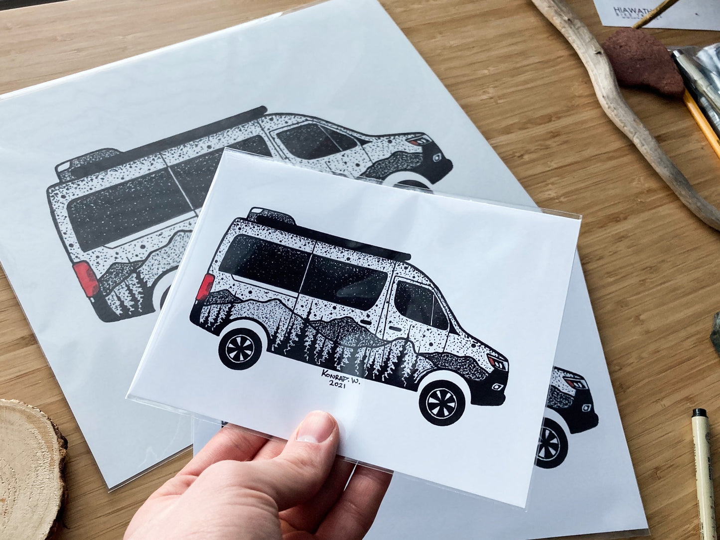 Camper Van - Pen and Ink PRINT