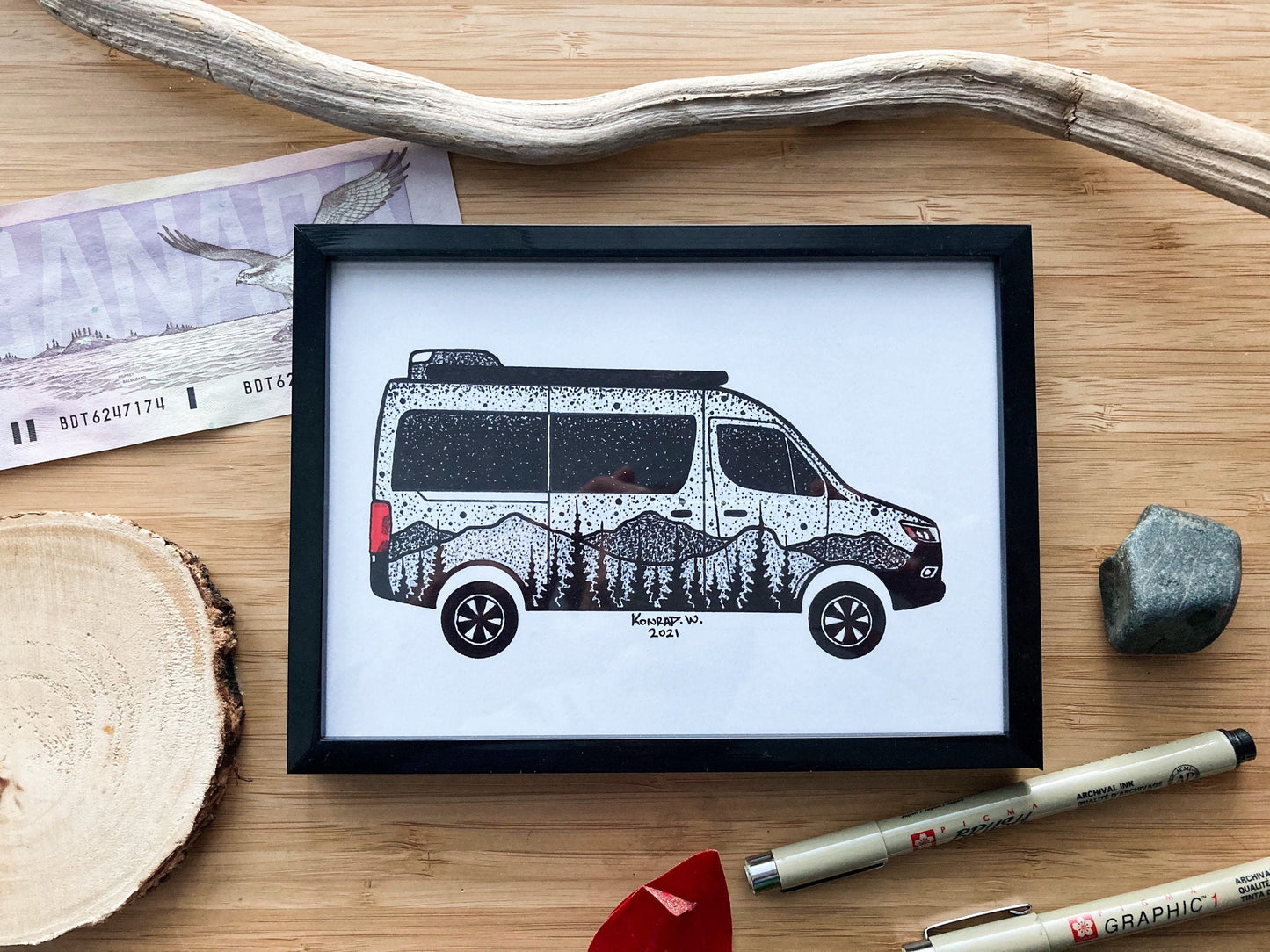 Camper Van - Pen and Ink PRINT
