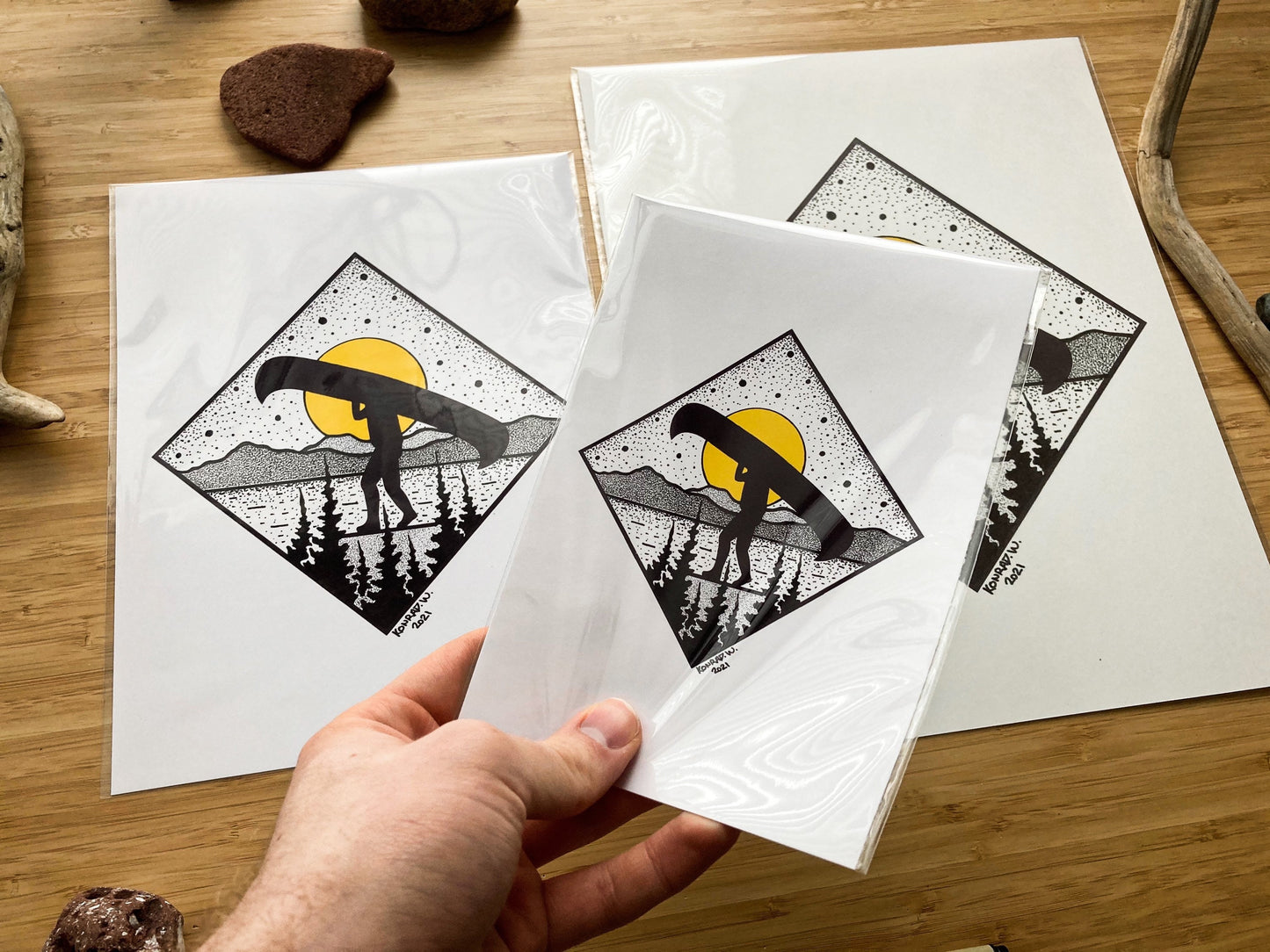 Canoe Portage - Pen and Ink PRINT