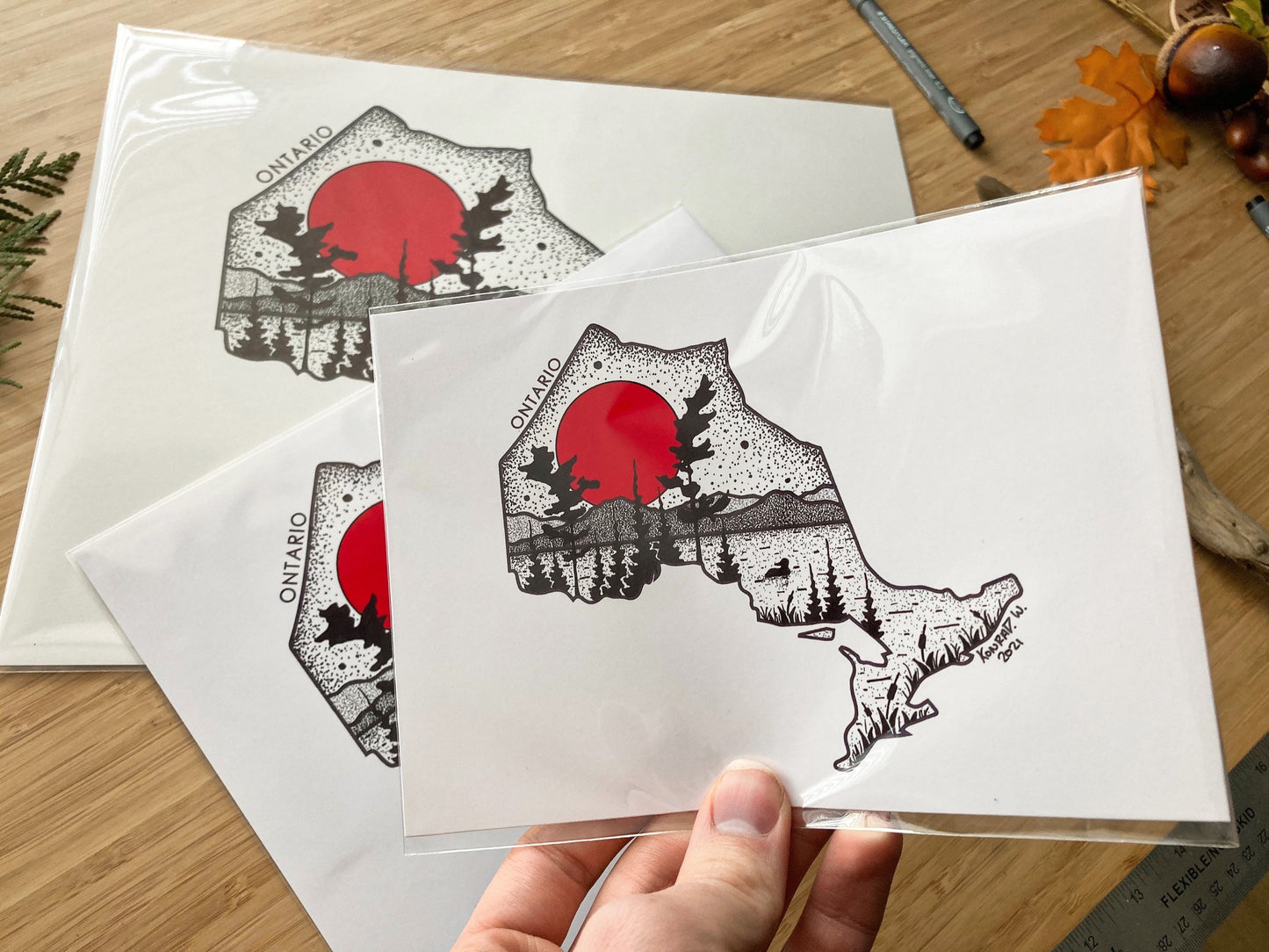 Ontario Map Silhouette - Pen and Ink PRINT (2021 Design)