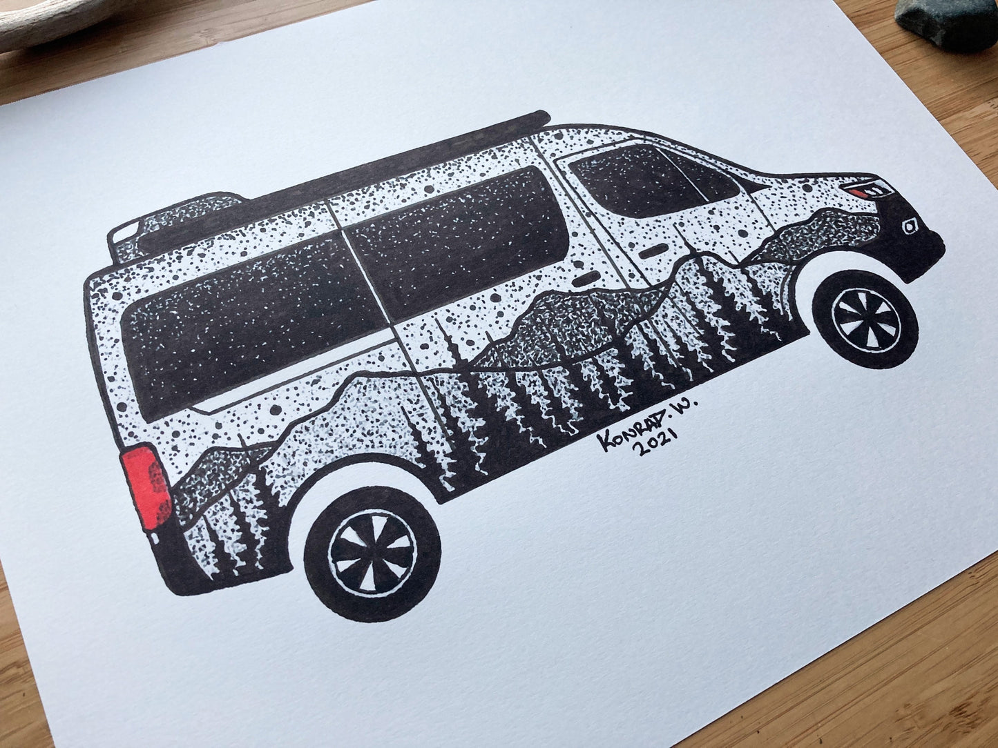 Camper Van - Pen and Ink PRINT