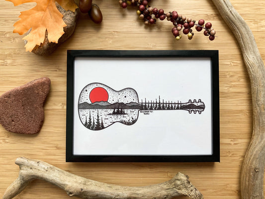 Guitar Silhouette - Pen and Ink PRINT