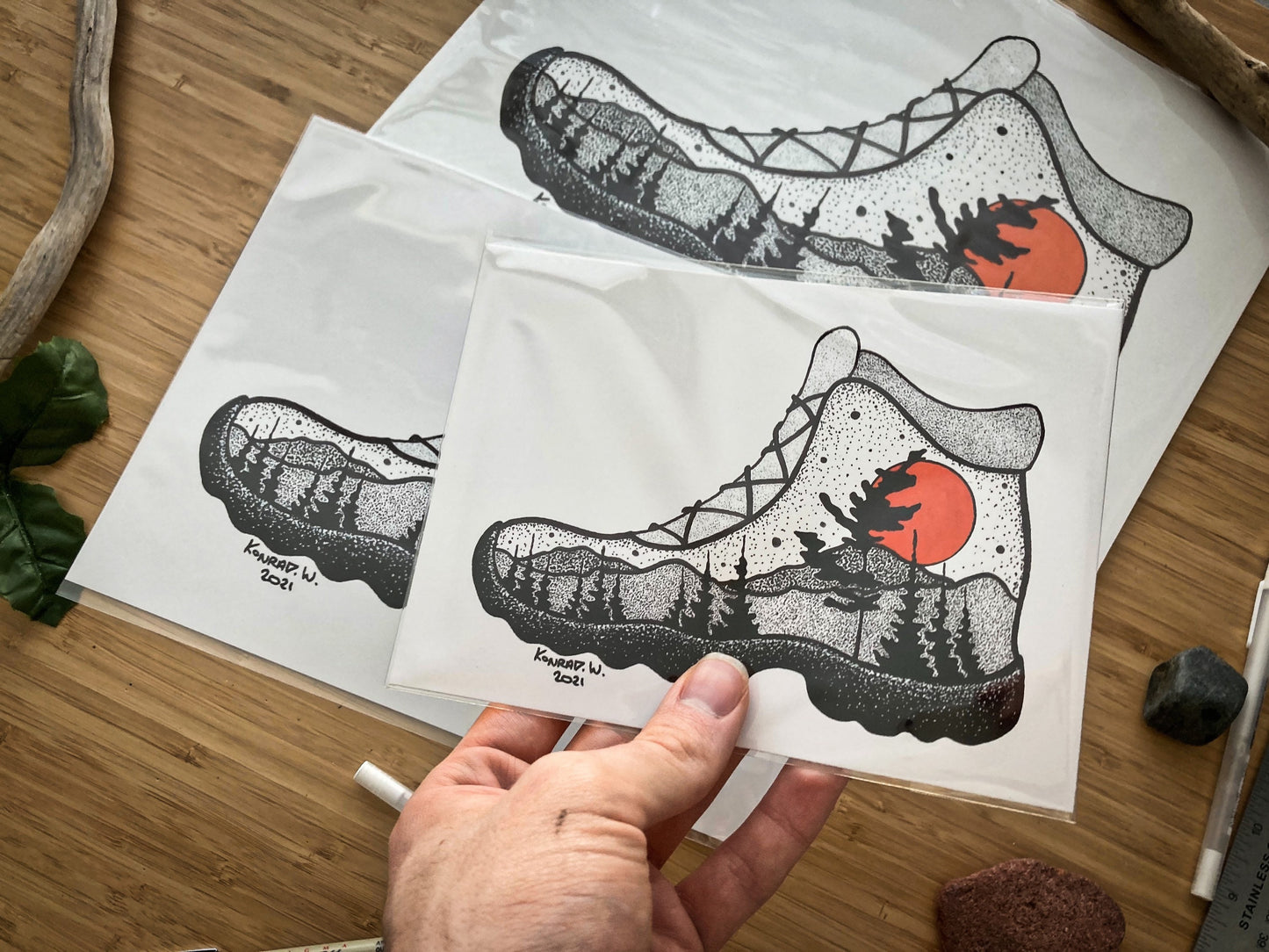 Hiking Boot - Pen and Ink PRINT
