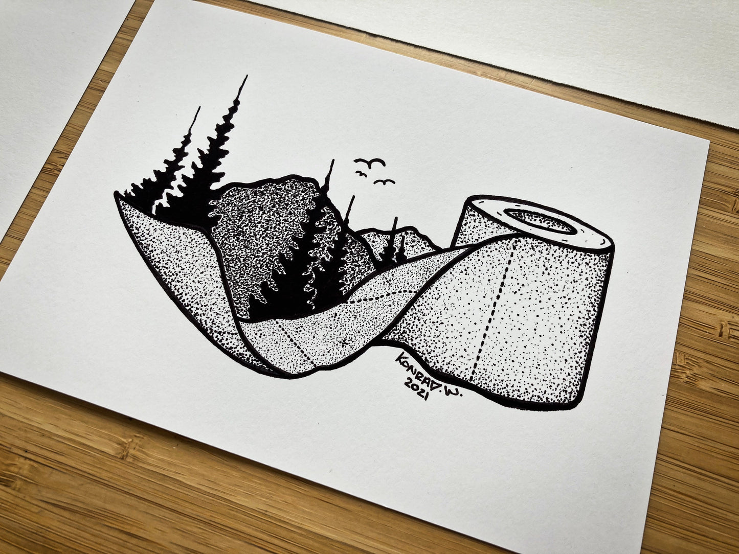 Toilet Paper - Nature Themed Pen and Ink PRINT