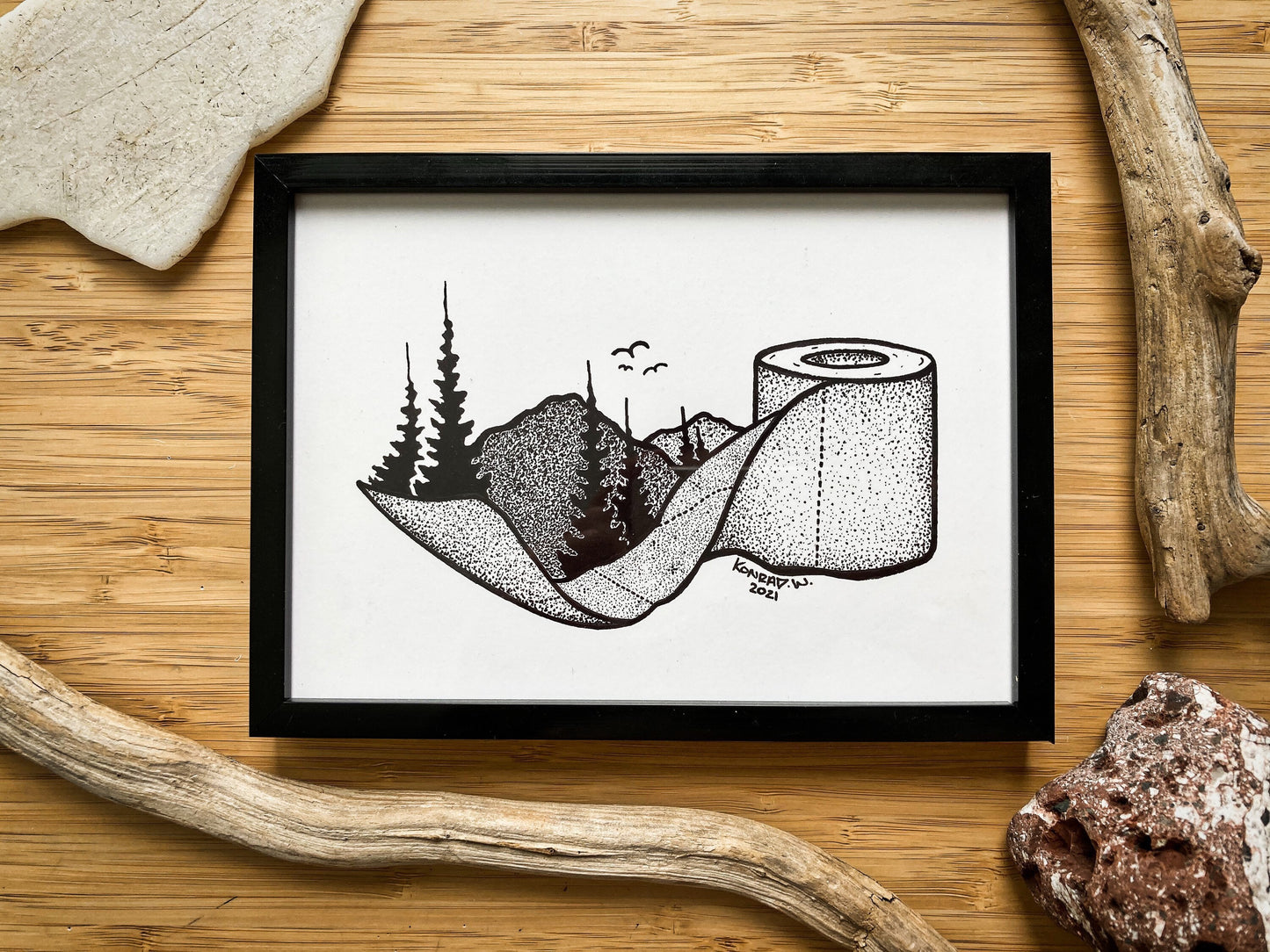 Toilet Paper - Nature Themed Pen and Ink PRINT