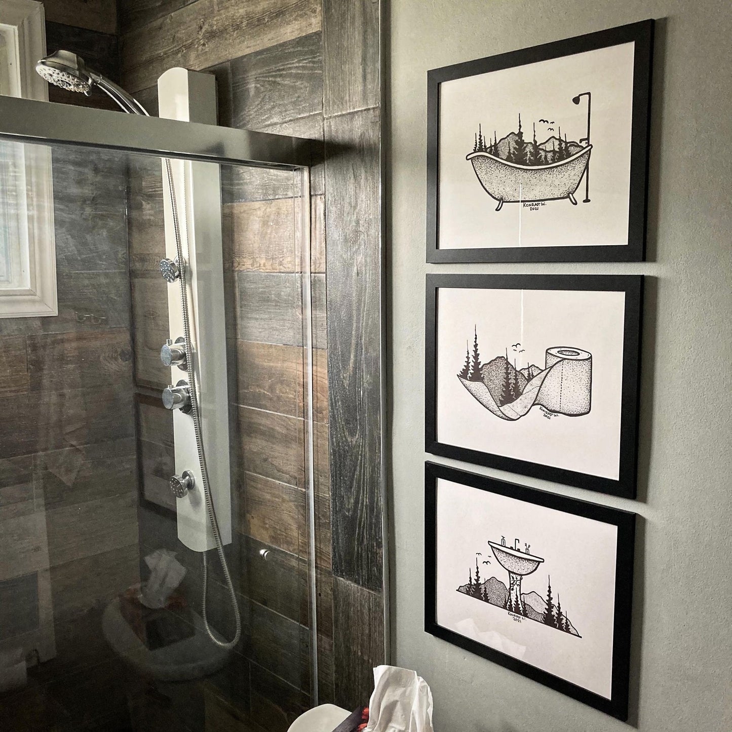 Clawfoot Bathtub - Nature Themed Pen and Ink PRINT