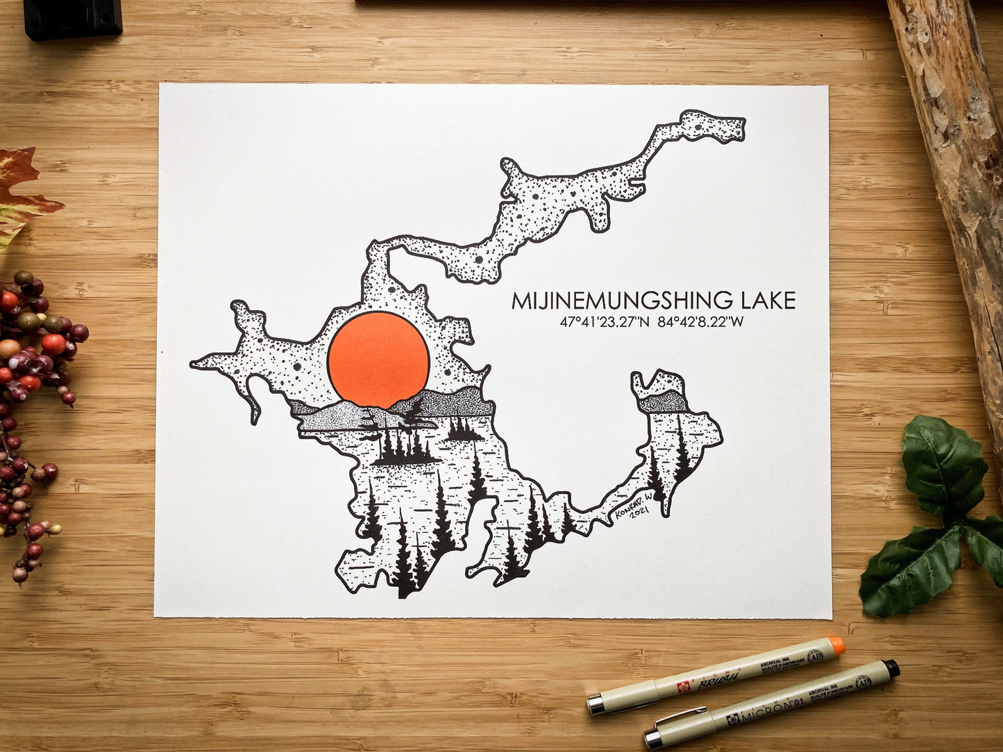 Lake Mijinemungshing - Pen and Ink PRINT