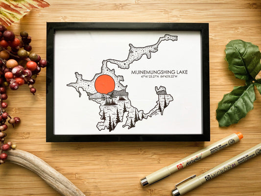 Lake Mijinemungshing - Pen and Ink PRINT