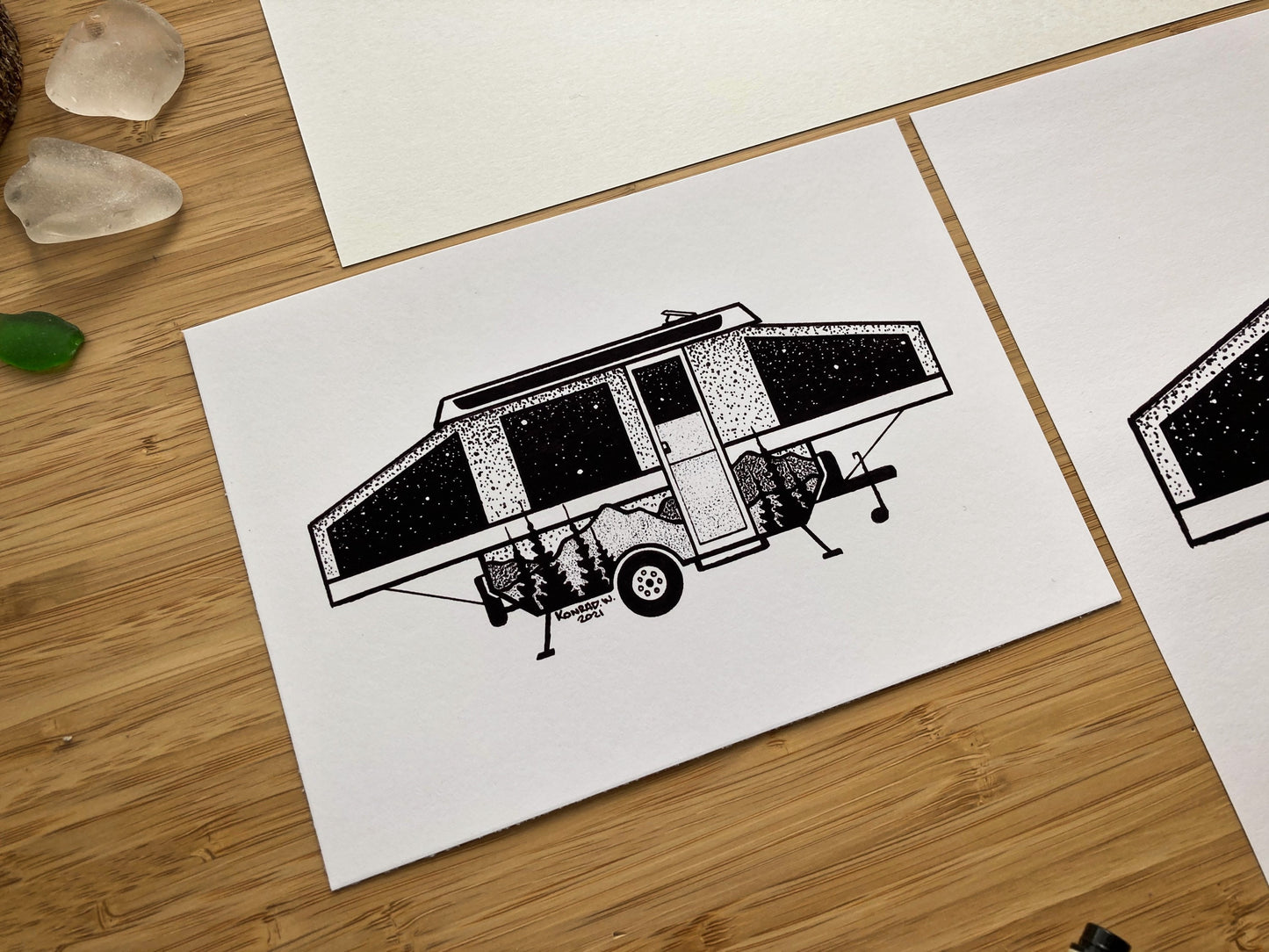 Tent Trailer - Pen and Ink PRINT
