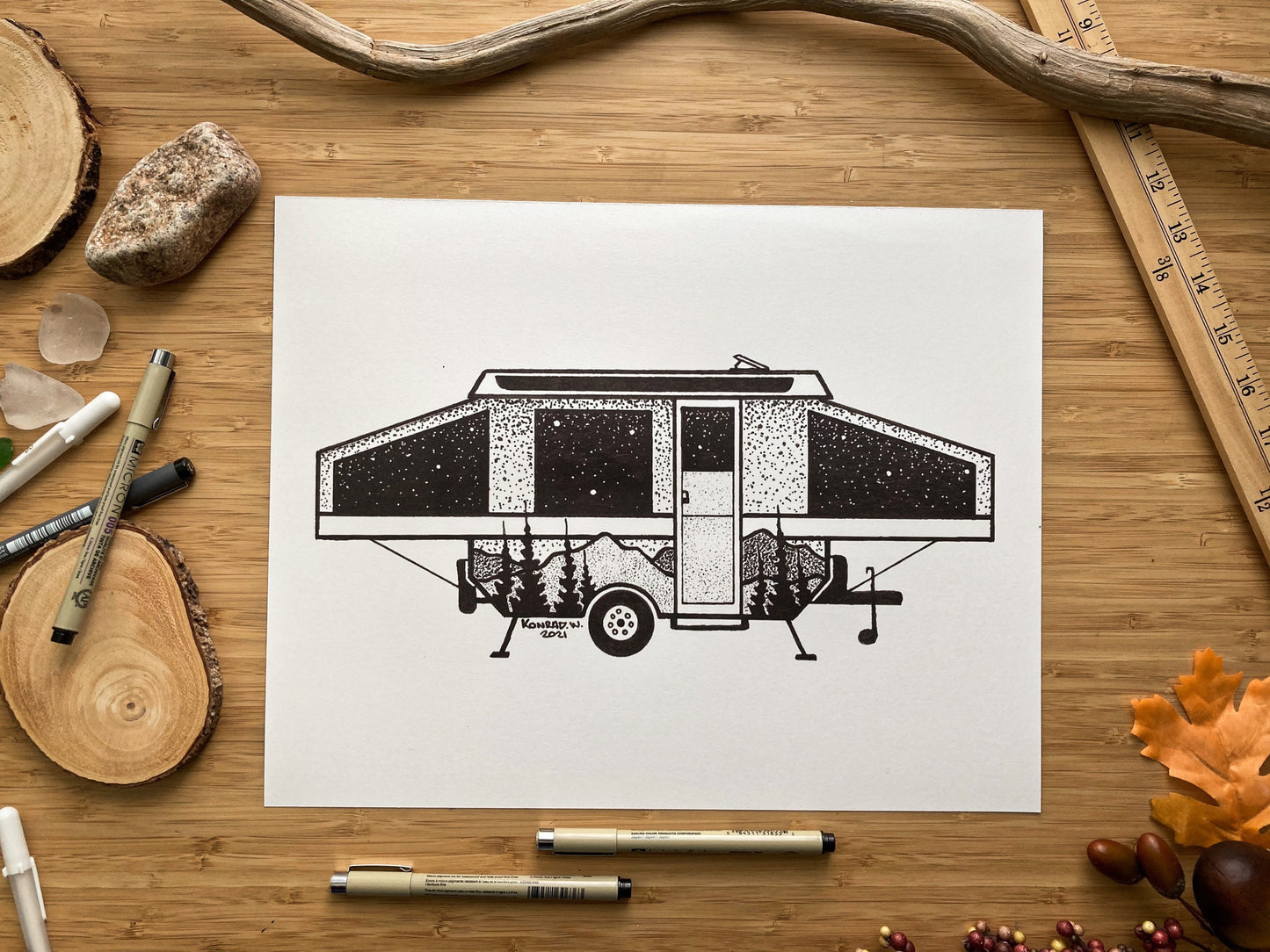 Tent Trailer - Pen and Ink PRINT