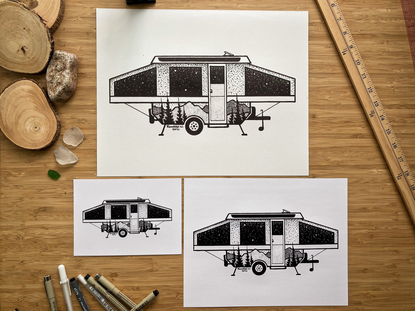 Tent Trailer - Pen and Ink PRINT