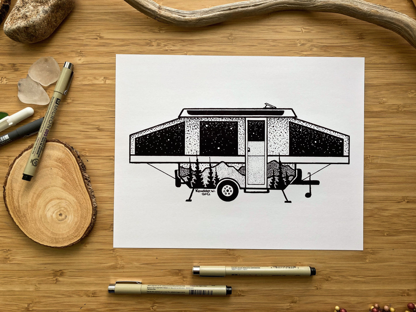 Tent Trailer - Pen and Ink PRINT