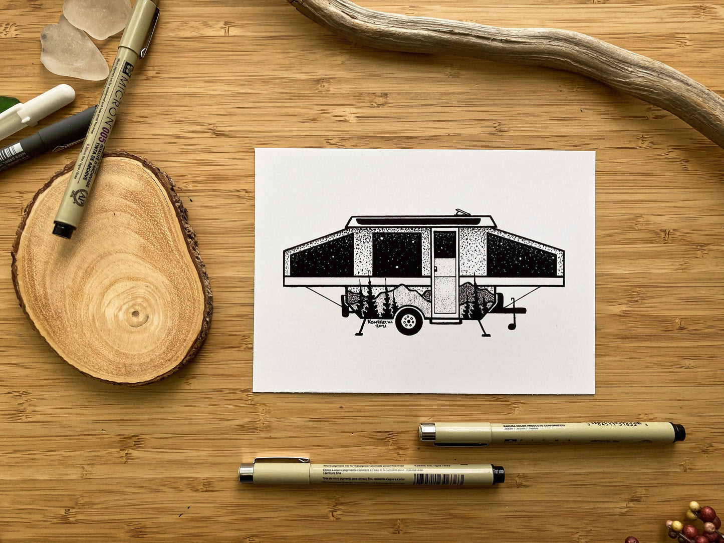 Tent Trailer - Pen and Ink PRINT