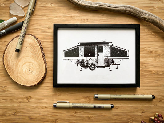 Tent Trailer - Pen and Ink PRINT