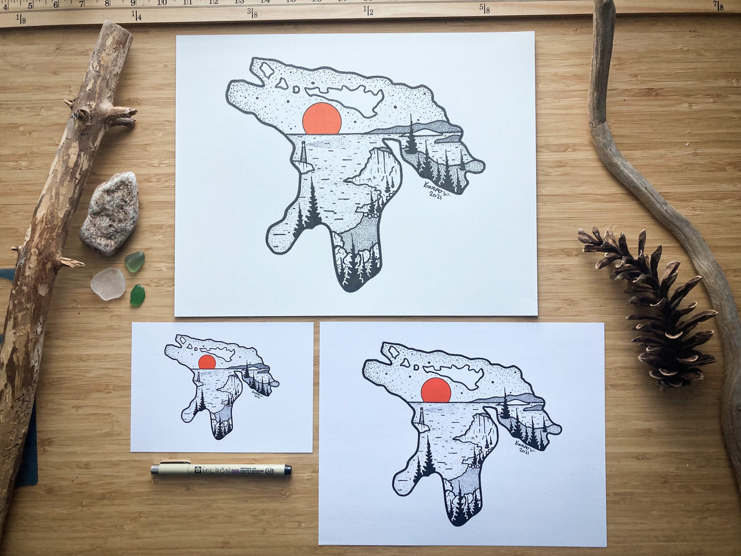 Lake Huron - Pen and Ink PRINT - 2021 Design