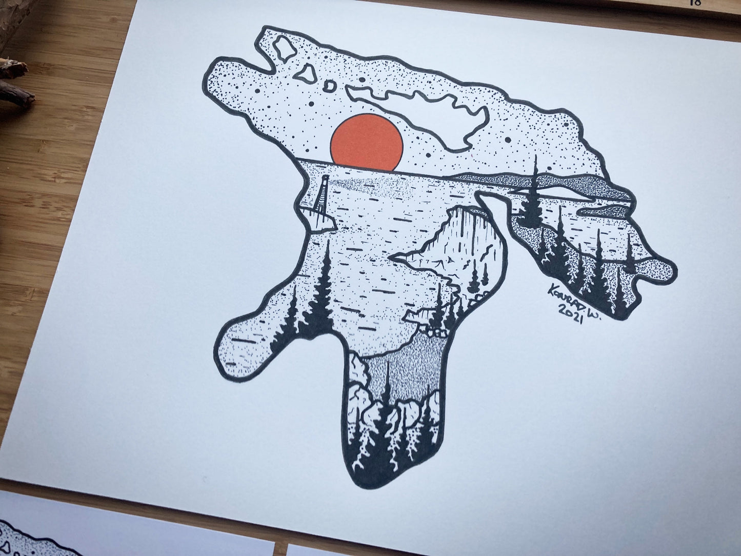 Lake Huron - Pen and Ink PRINT - 2021 Design