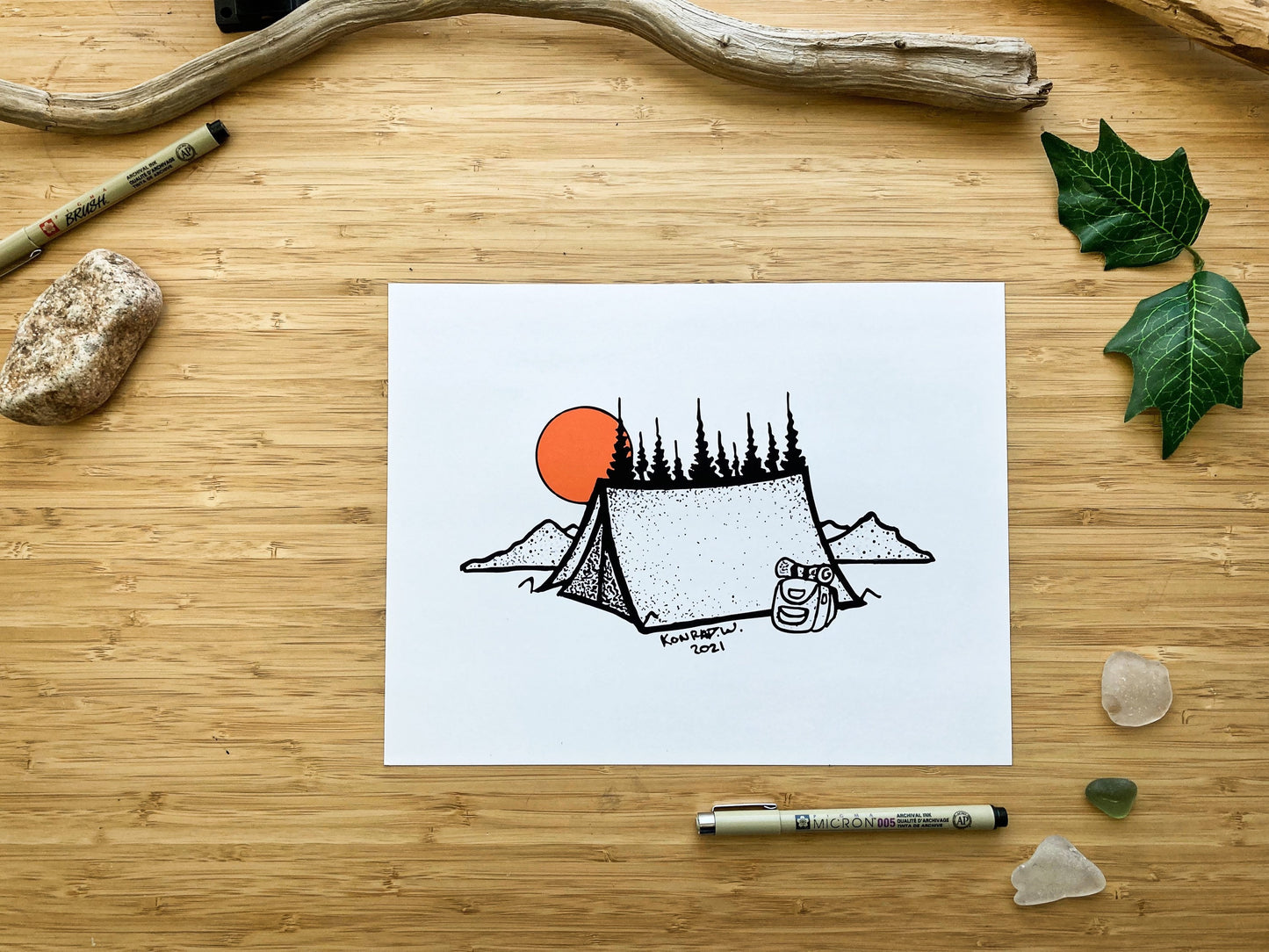 Camping Tent - Pen and Ink PRINT