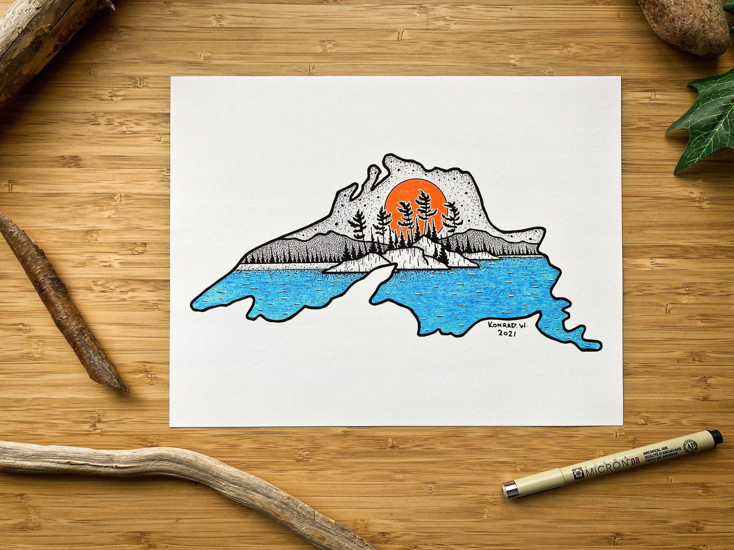 Lake Superior - Pen and Ink PRINT (2021 Design)