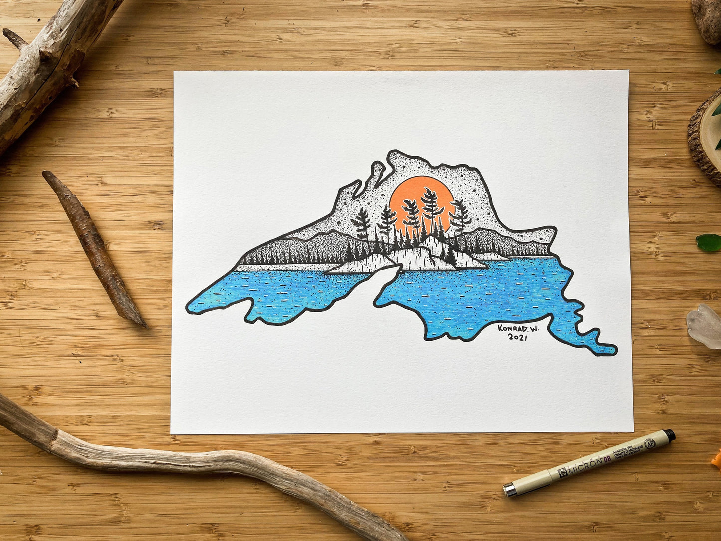 Lake Superior - Pen and Ink PRINT (2021 Design)