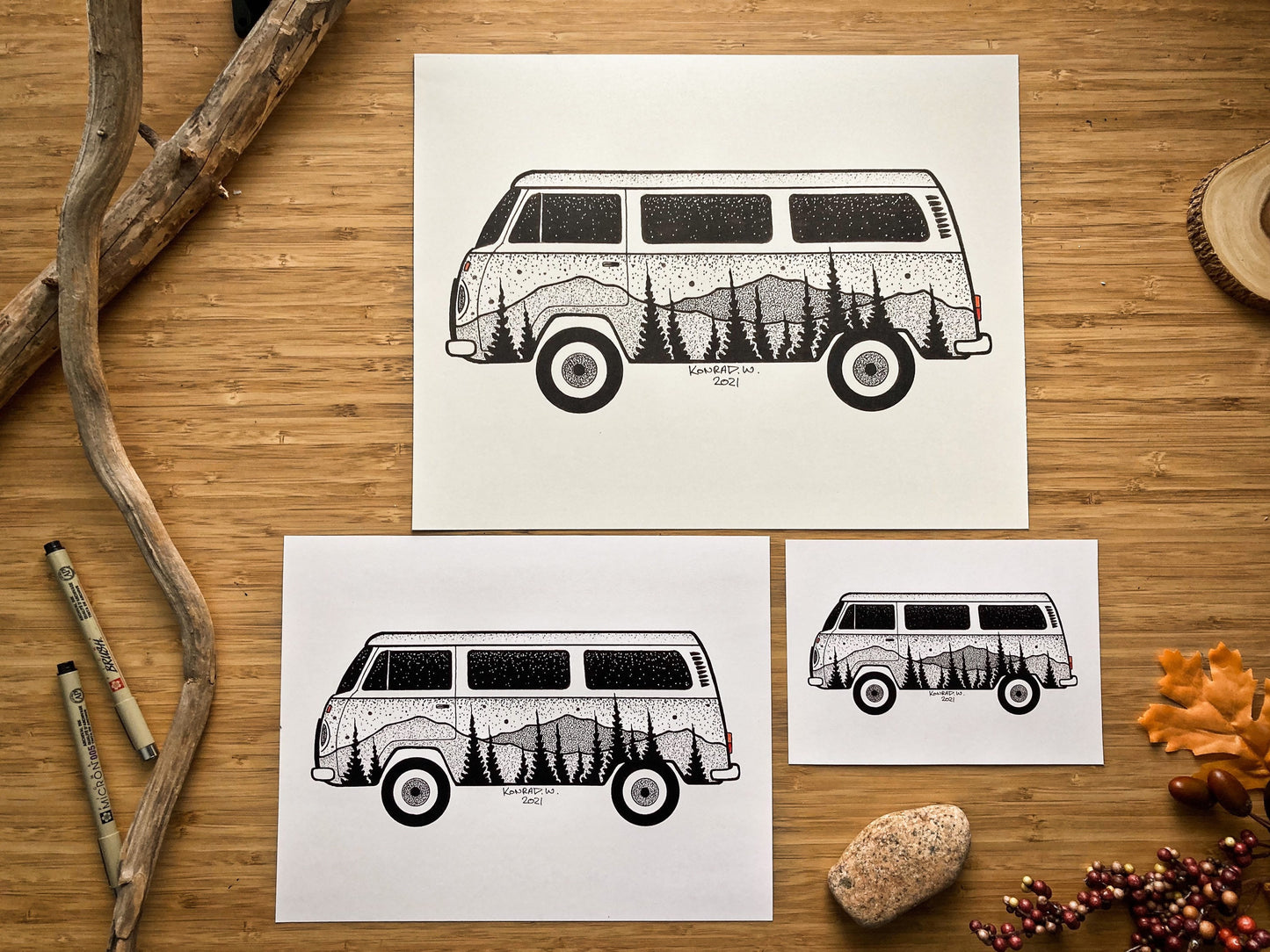 VW Bus - Pen and Ink PRINT