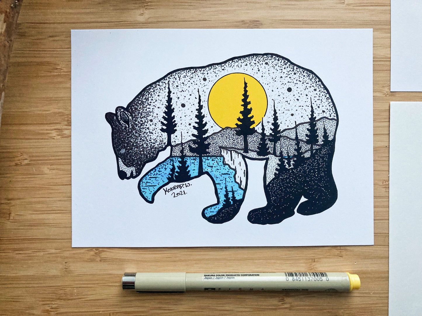 The Bear Silhouette - Pen and Ink PRINT