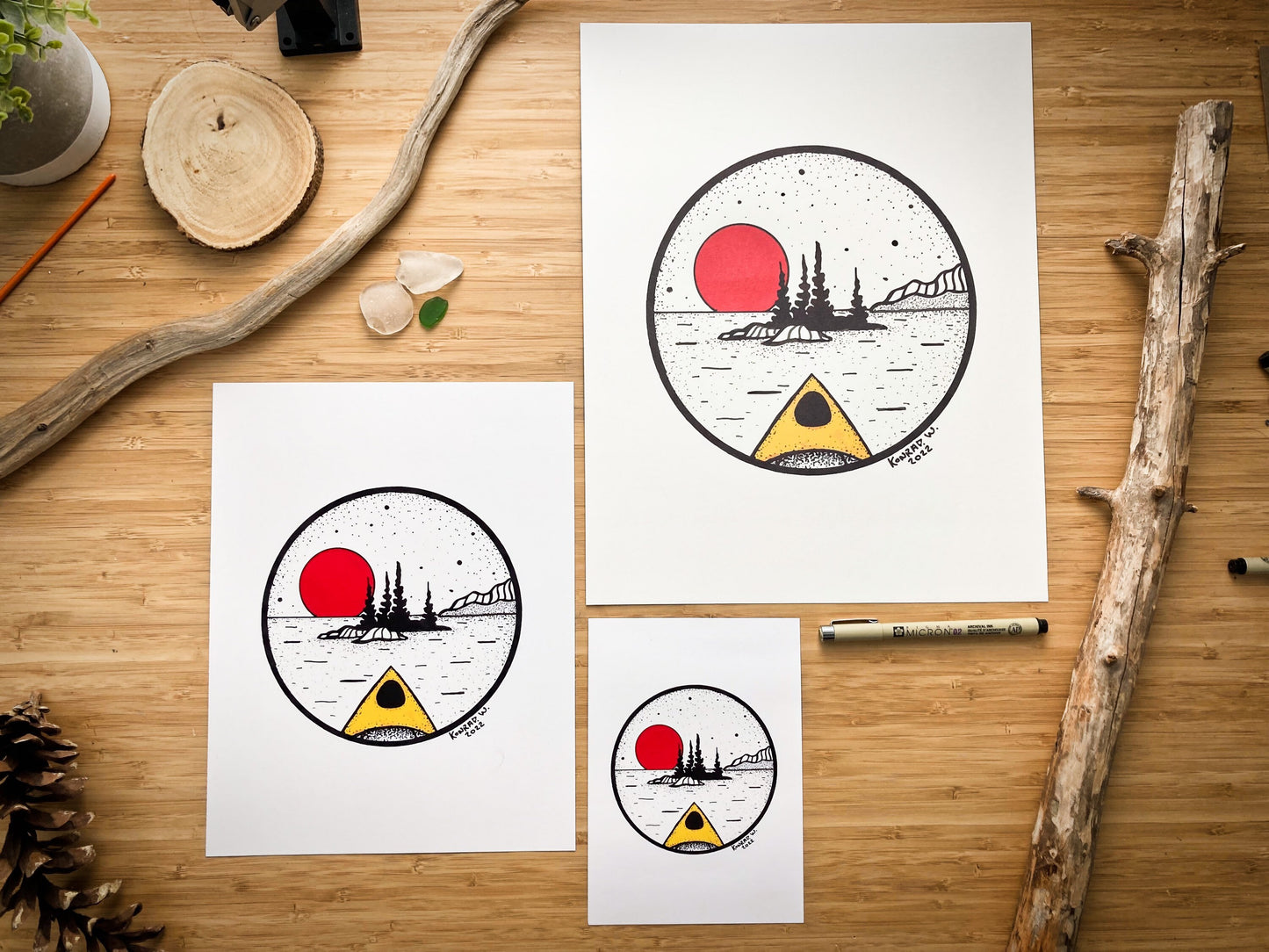 Kayaking - Pen and Ink PRINT