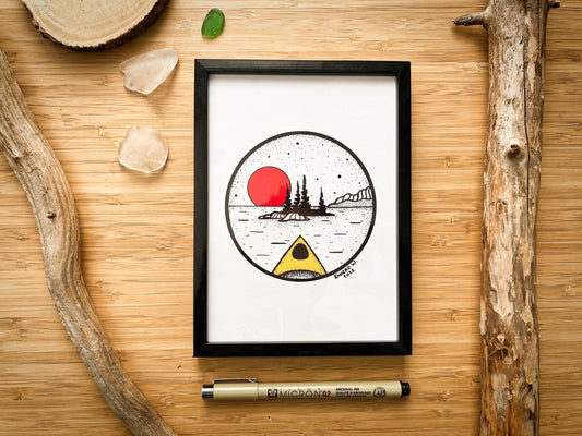 Kayaking - Pen and Ink PRINT