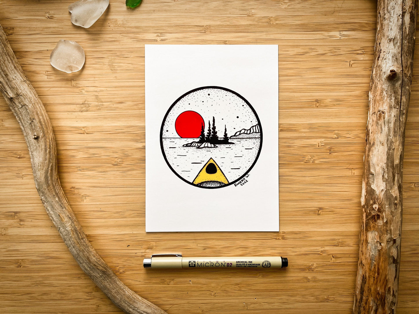 Kayaking - Pen and Ink PRINT