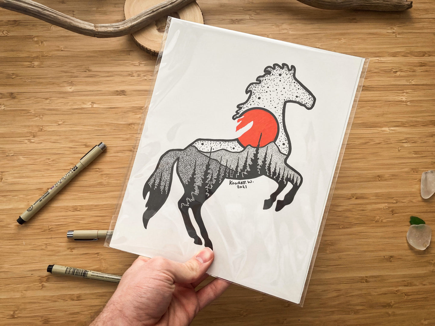 Jumping Horse - 8x10 ORIGINAL Pen and Ink Illustration