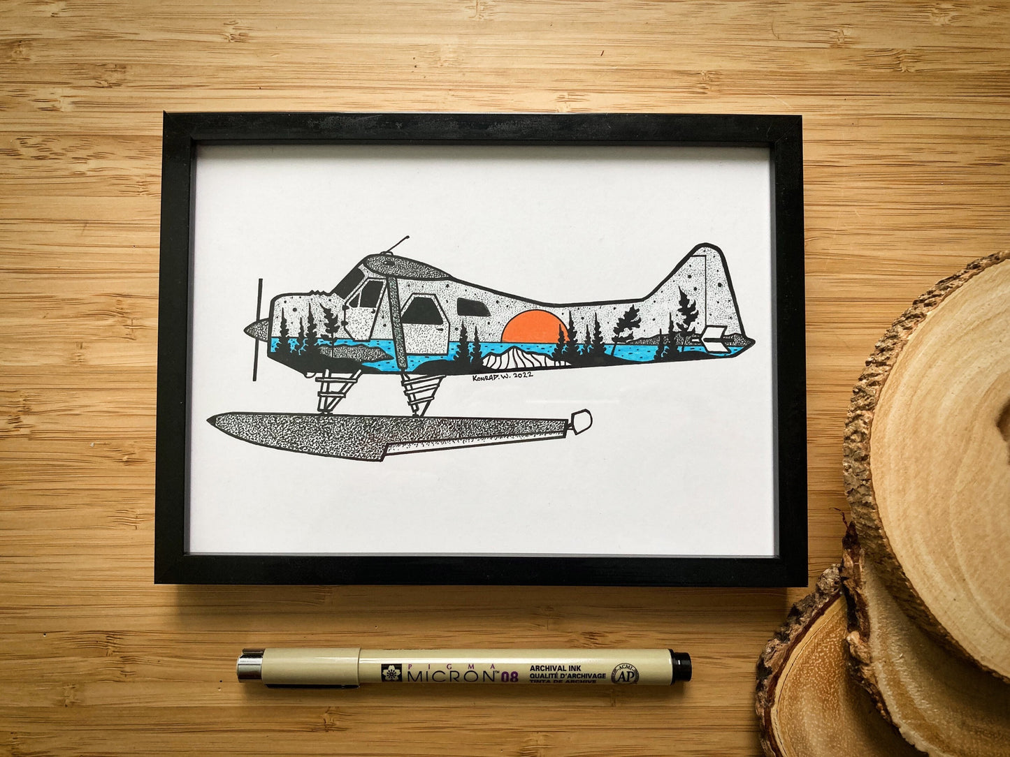 Beaver Floatplane - Pen and Ink PRINT