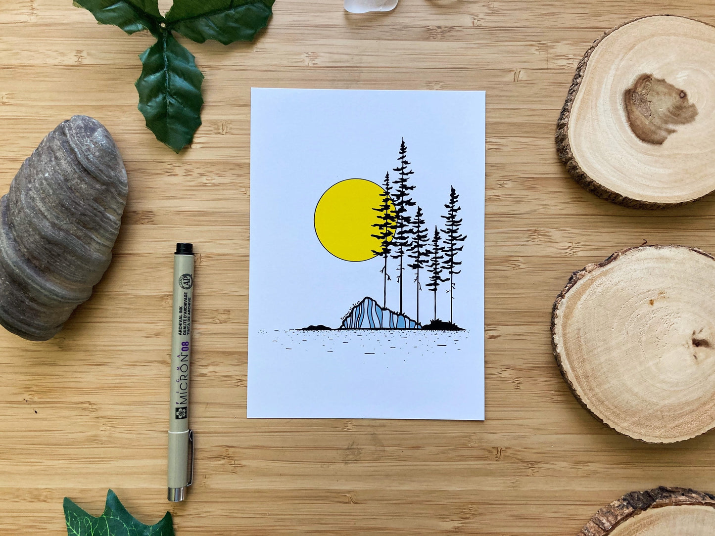 Rocky Island - Pen and Ink PRINT