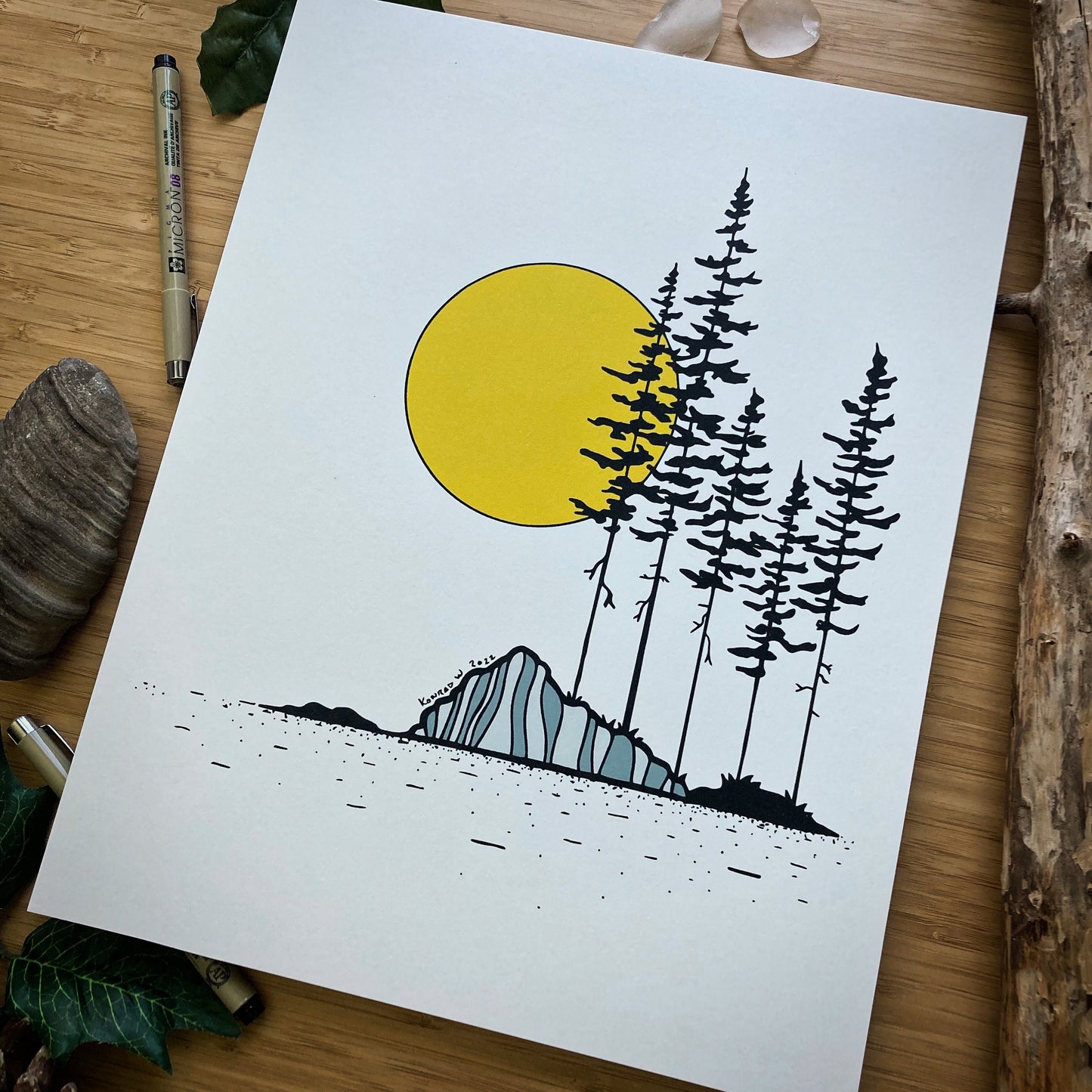 Rocky Island - Pen and Ink PRINT
