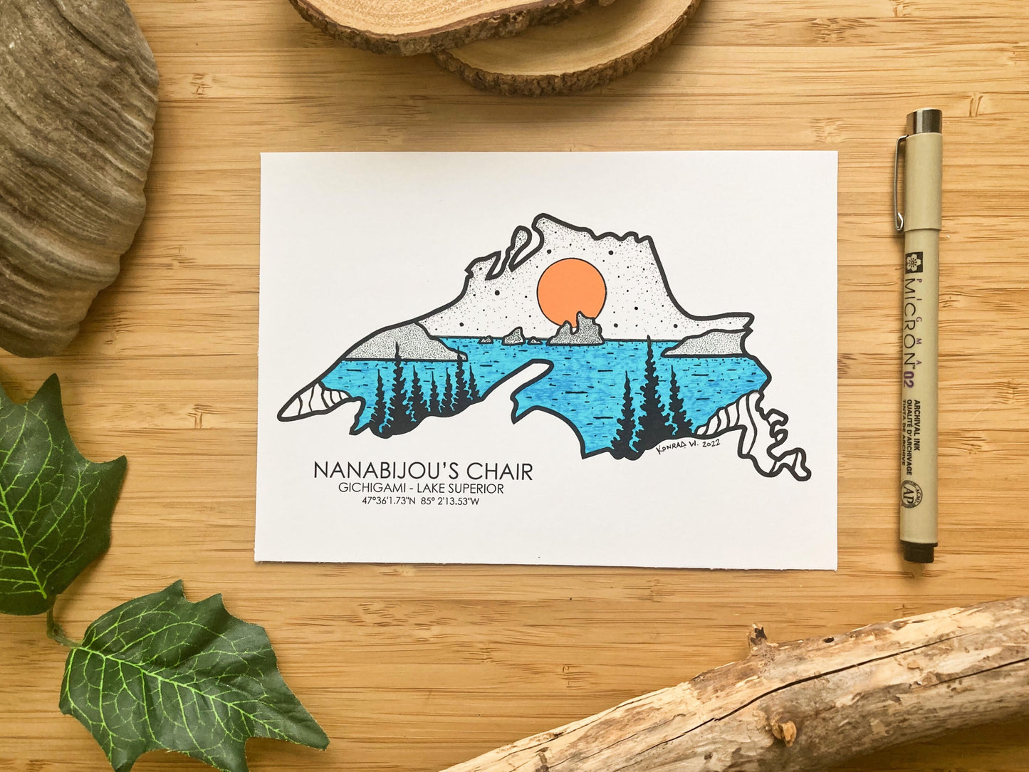 Lake Superior, Nanabijou’s Chair Edition - Pen and Ink PRINT