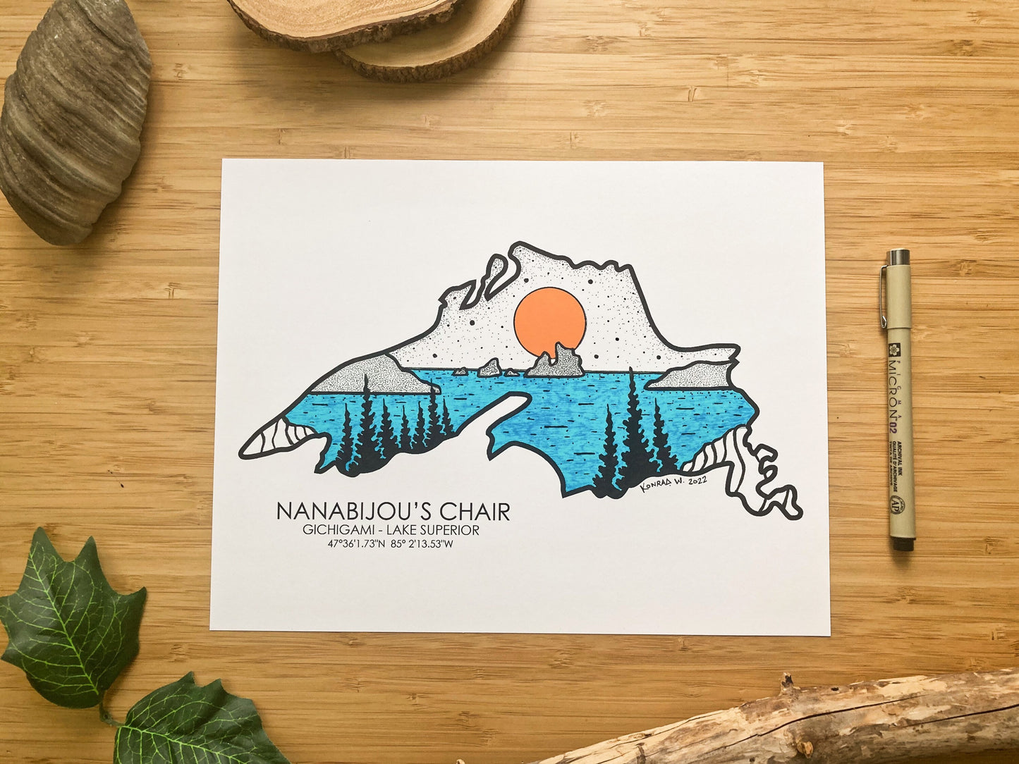 Lake Superior, Nanabijou’s Chair Edition - Pen and Ink PRINT