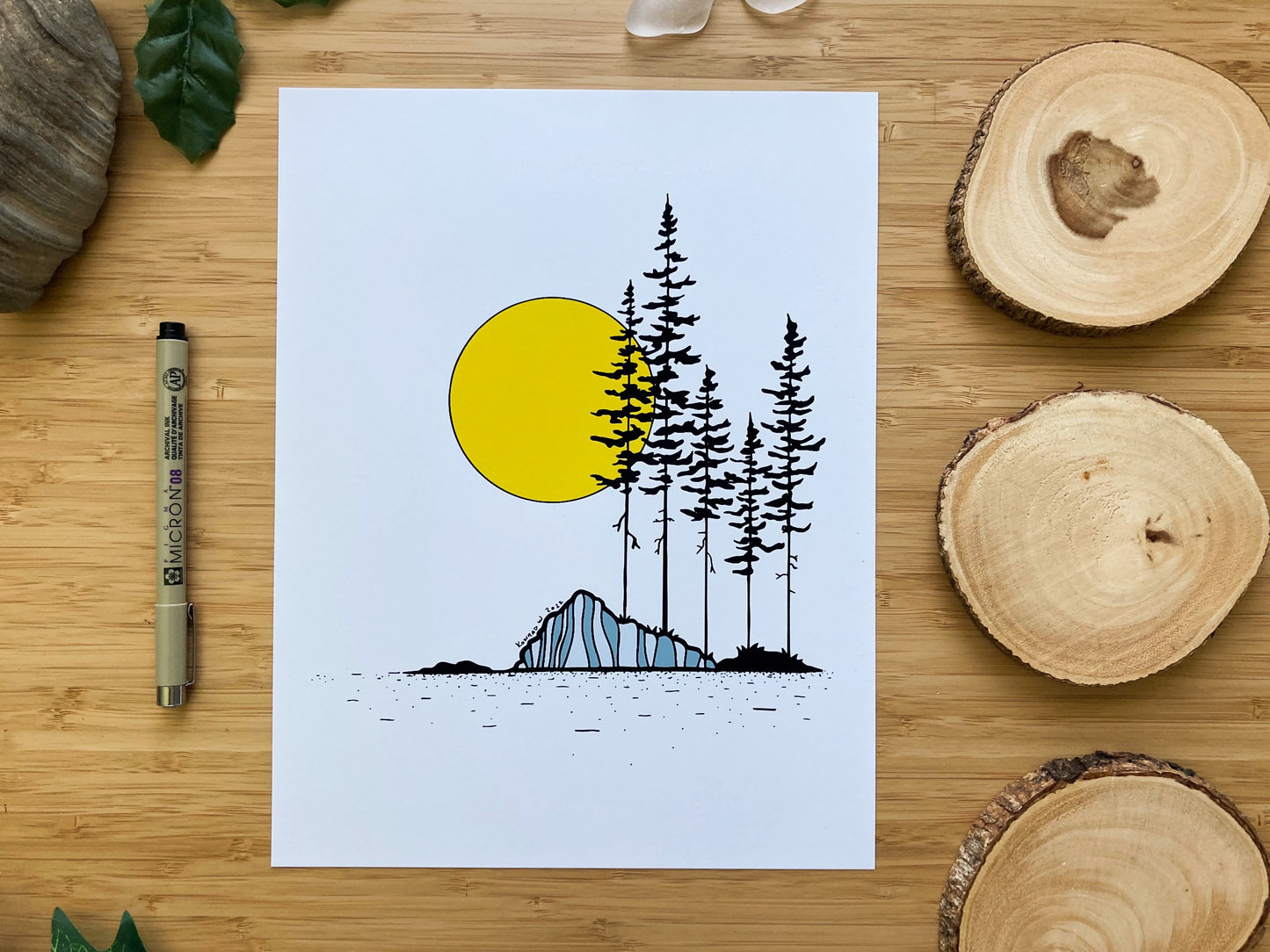 Rocky Island - Pen and Ink PRINT