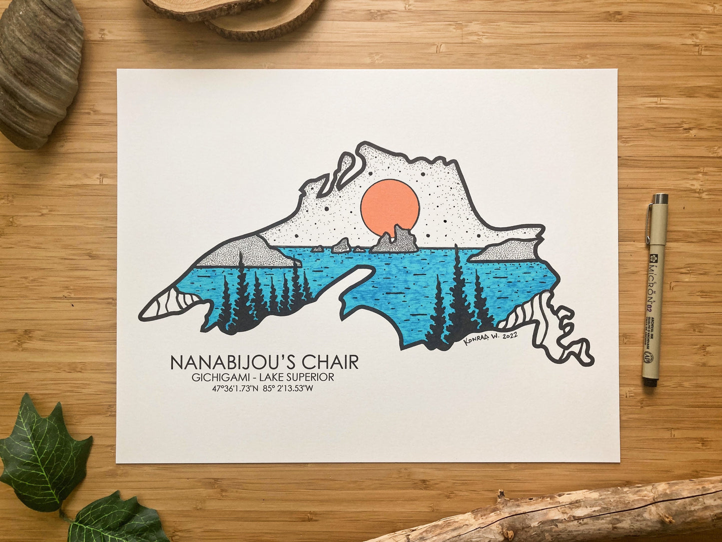 Lake Superior, Nanabijou’s Chair Edition - Pen and Ink PRINT