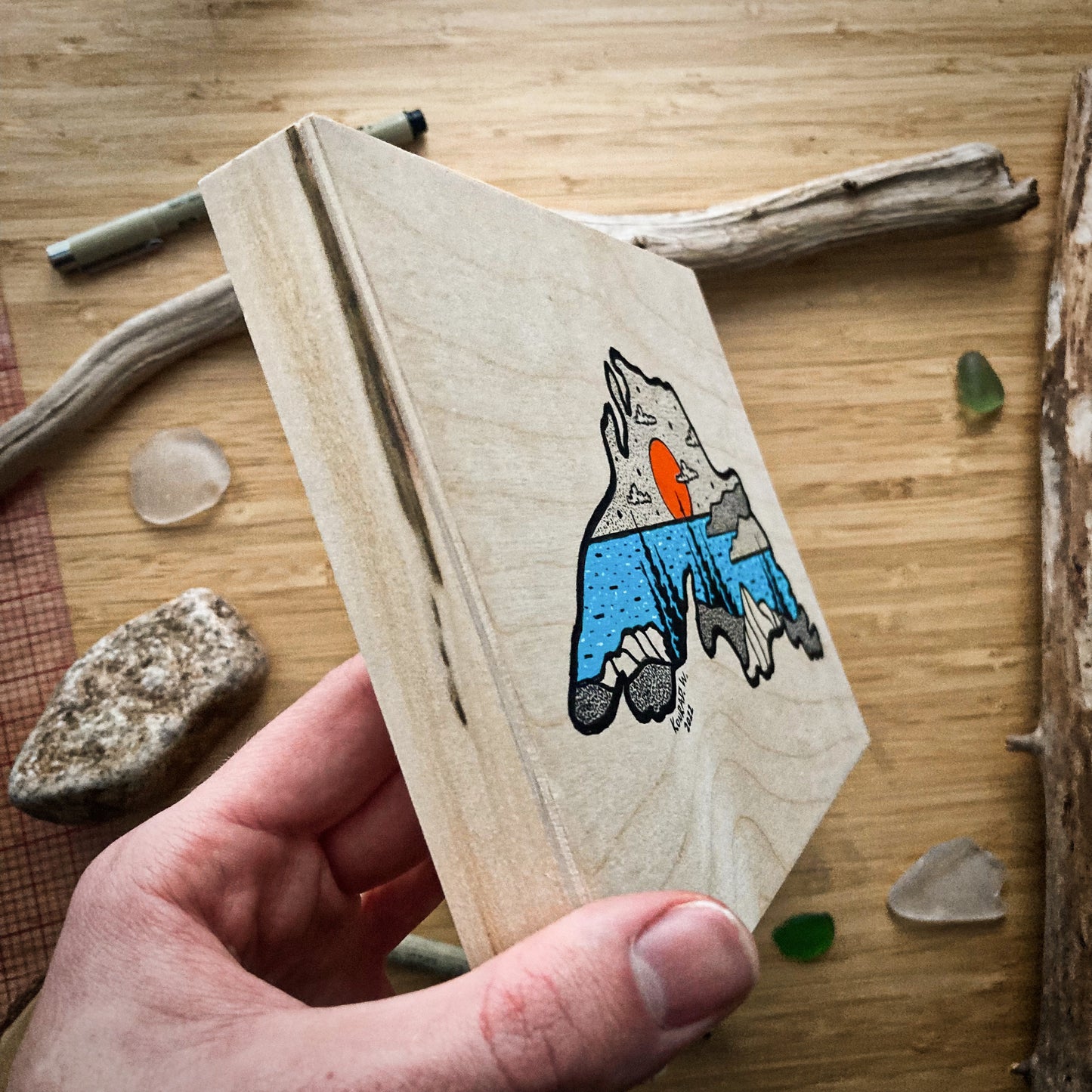 Lake Superior Mini - ORIGINAL 6x8 Wood Panel Illustration