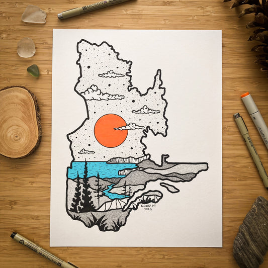 The Province of Quebec - 11x14 ORIGINAL Pen and Ink Illustration