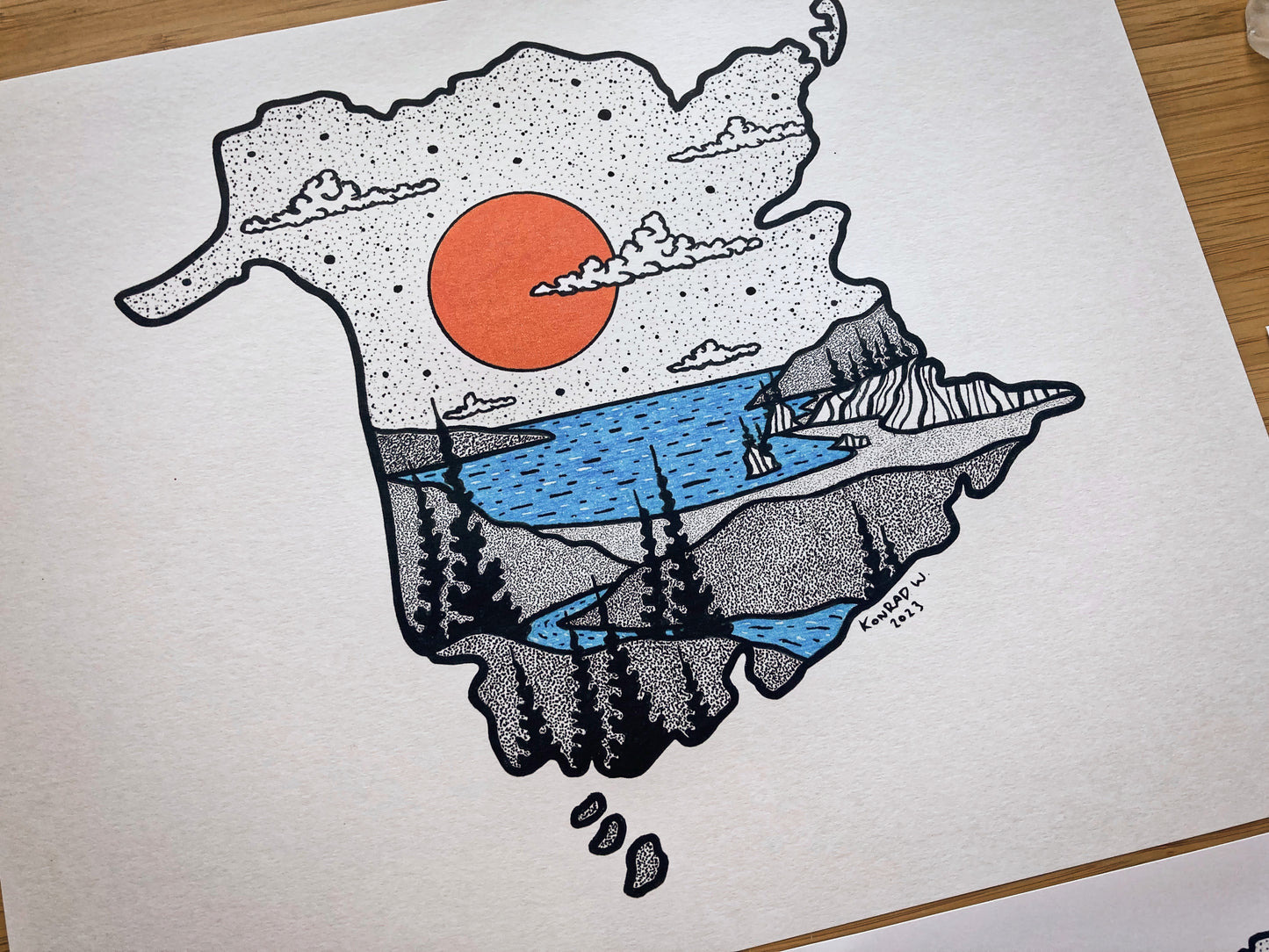 The Province of New Brunswick - Pen and Ink PRINT