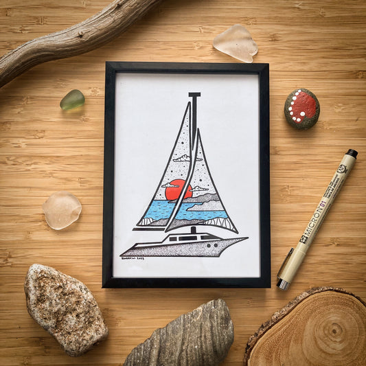 Sailboat - Pen and Ink PRINT