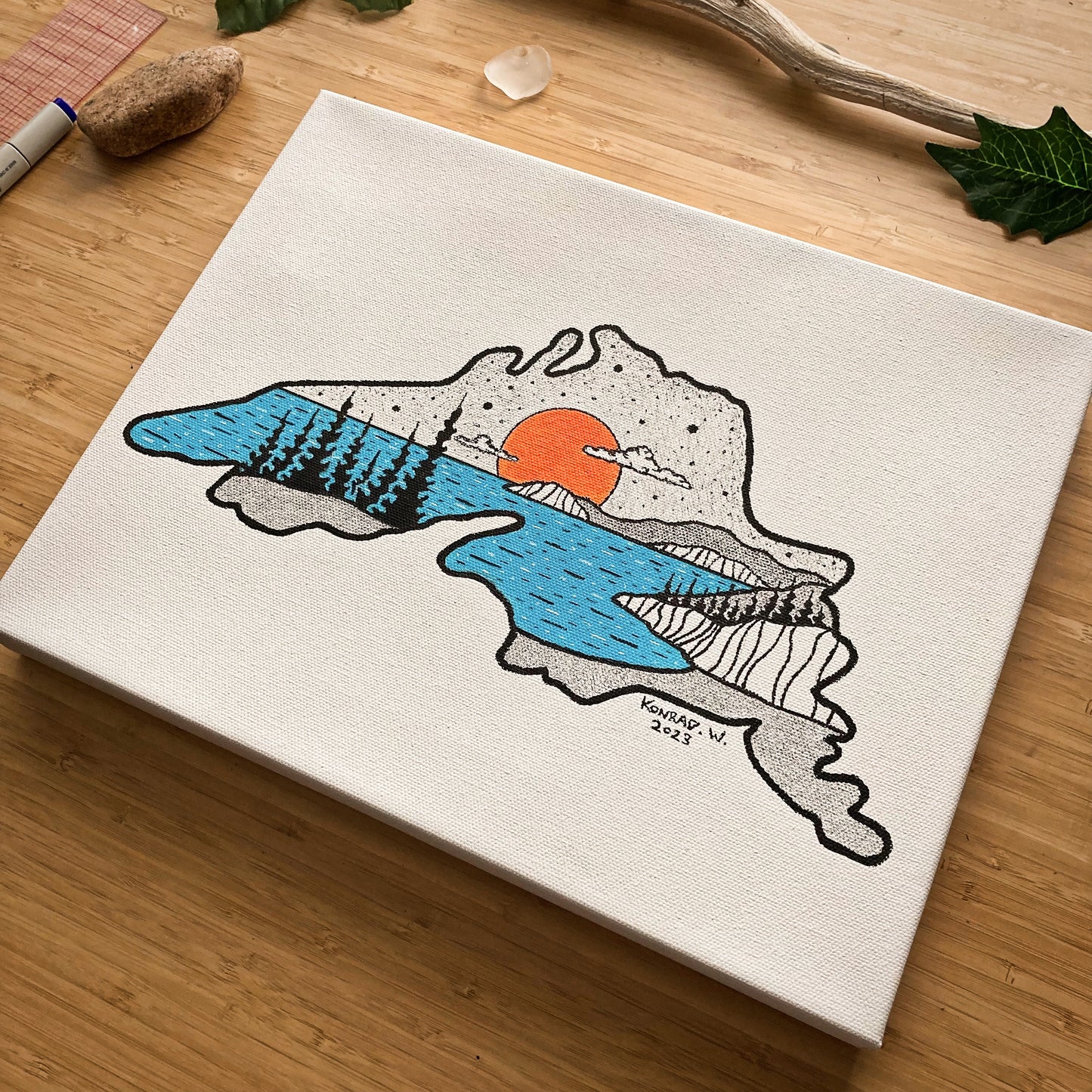 Lake Superior - ORIGINAL 11x14 Canvas Illustration