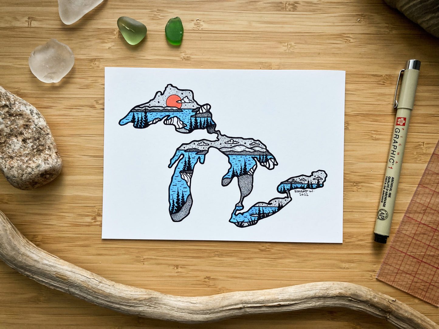 The Great Lakes - Pen and Ink PRINT (2022 edition)