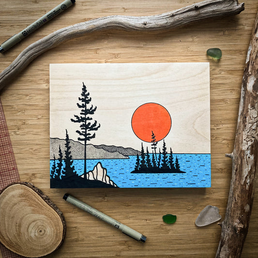Coastal Dream - ORIGINAL 7x9 Wood Panel Illustration