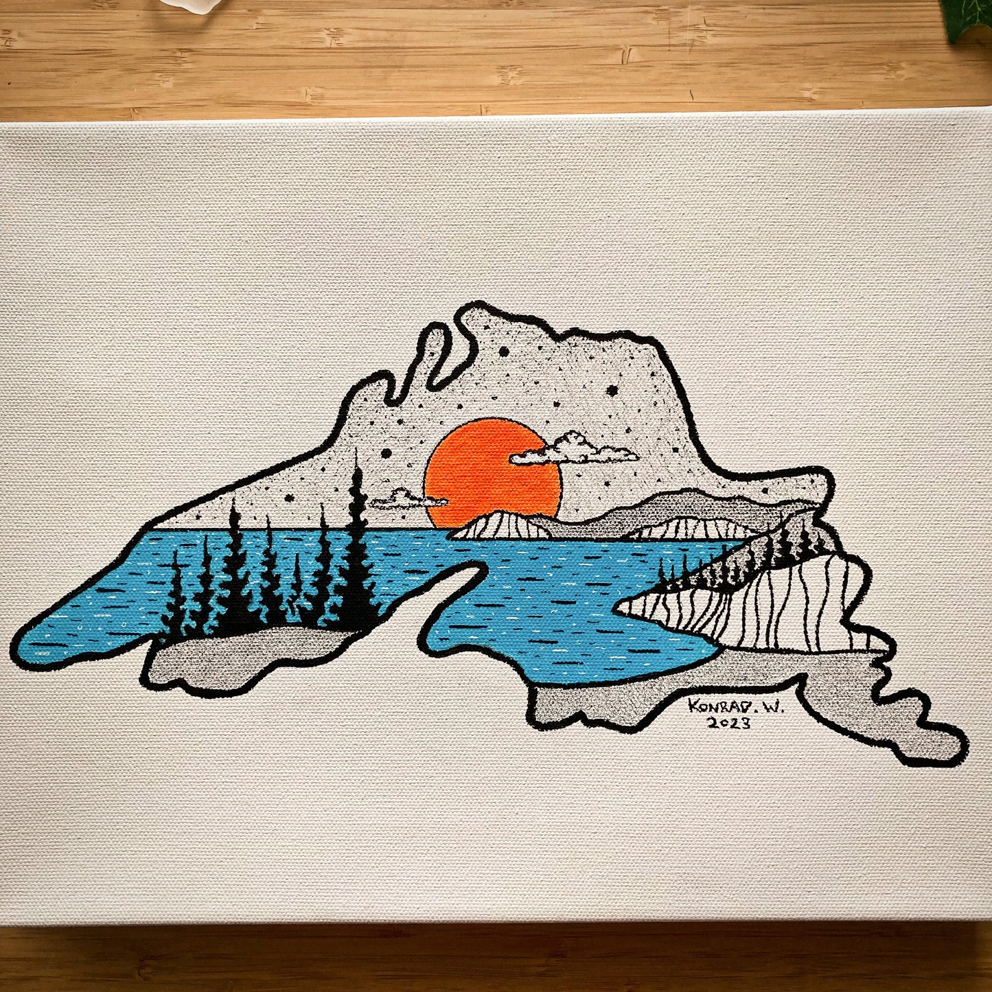 Lake Superior - ORIGINAL 11x14 Canvas Illustration