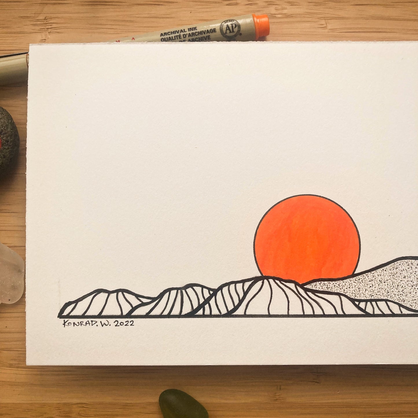 Nature Panorama - ORIGINAL 11x5 Pen and Ink Illustration