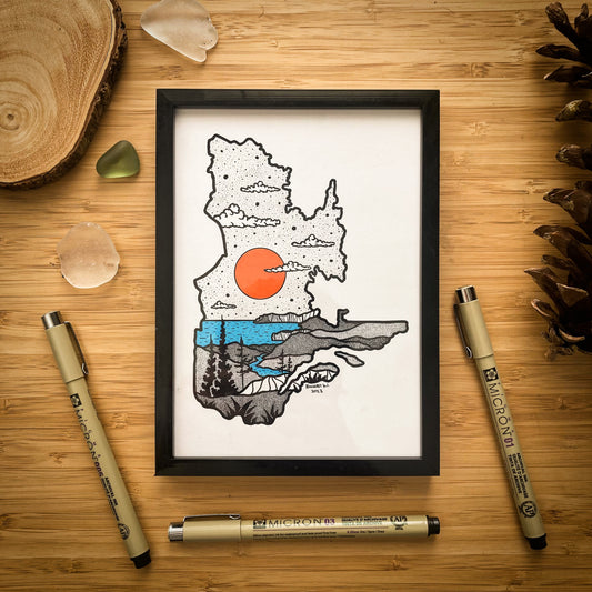 The Province of Quebec - Pen and Ink PRINT