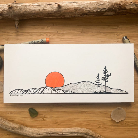 Nature Panorama - ORIGINAL 11x5 Pen and Ink Illustration