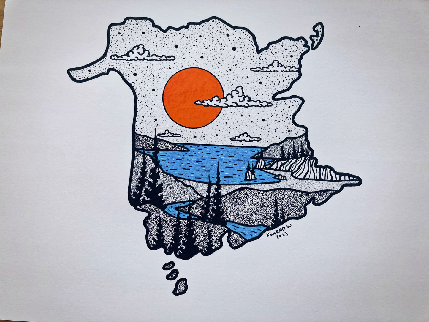 The Province of New Brunswick - Pen and Ink PRINT