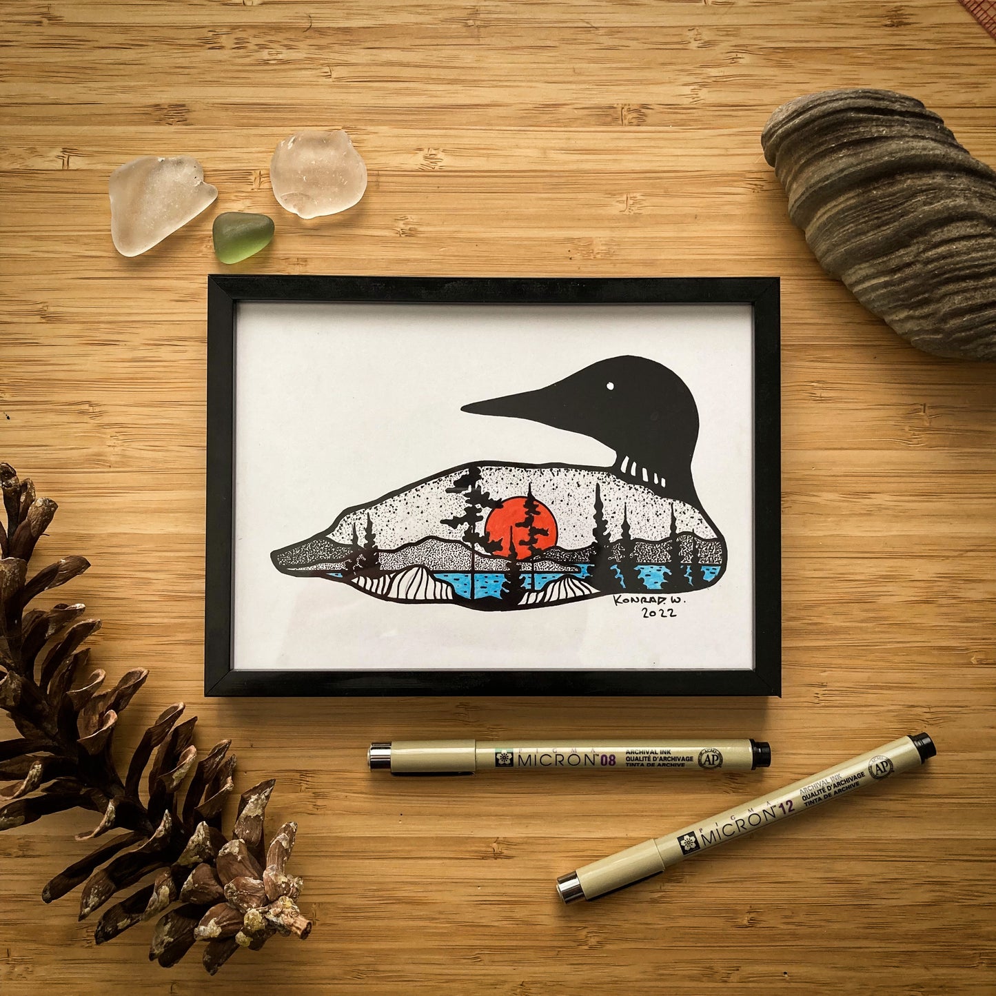 Loon Silhouette (2022) - Pen and Ink PRINT